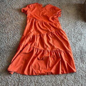 Shein Burnt Orange Flowy Midi Dress